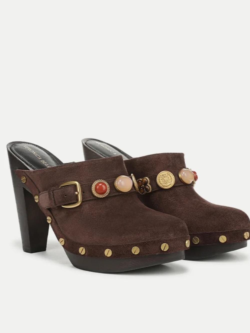 Veronica Beard Giana Platform Brown Suede Clog With Flaw